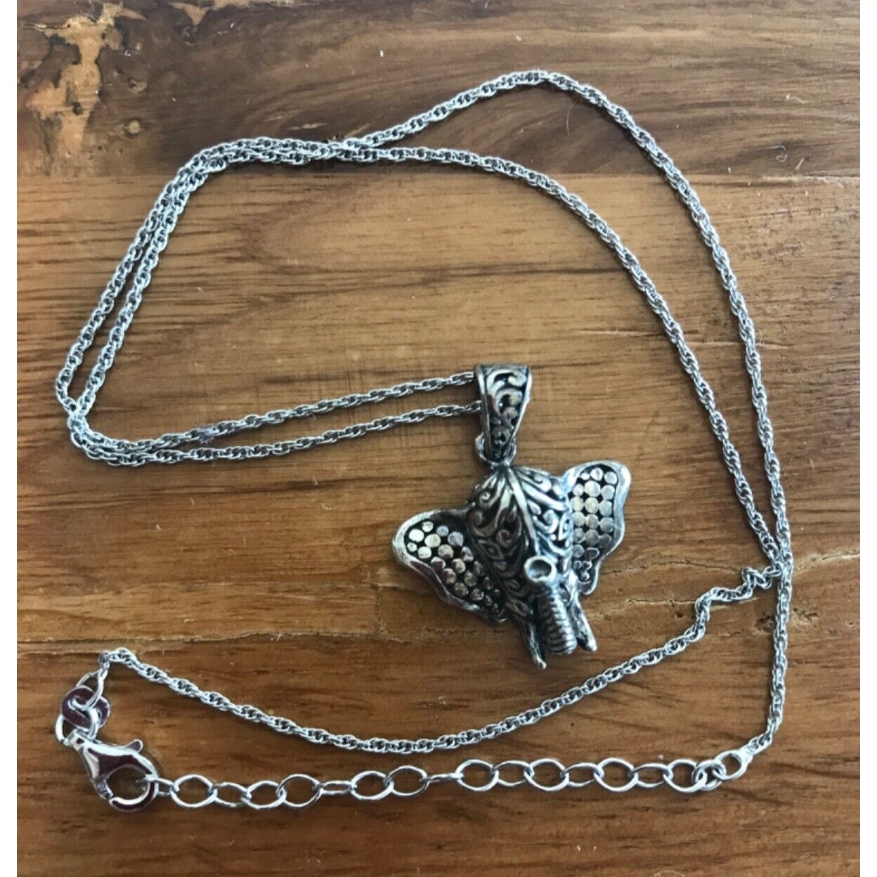 925 Italy Necklace With Elephant Head 3d Charm Pendant 18 22$